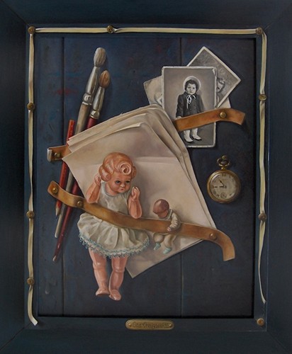 Het kind in de kunstenaar, 58 x 48 cm, olieverf op paneel